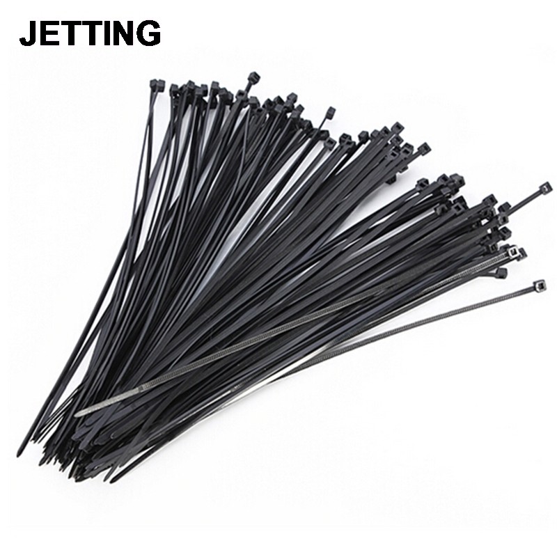 100pcs 100mm nylon mesh plastic cable wire zip tie cord strap plastic zip trimming wrap cable loop ties wire self-locking black