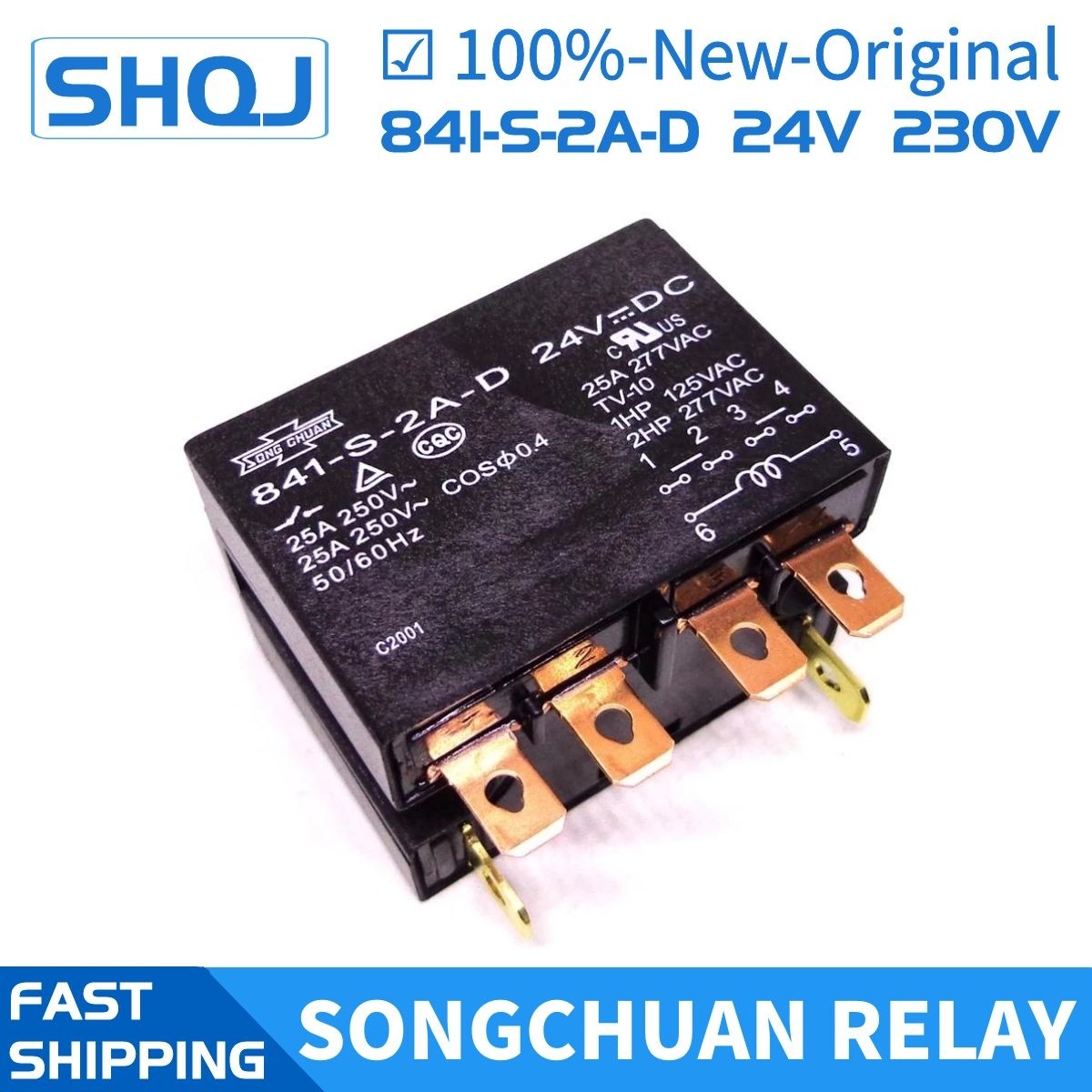 Songchuan Relay 841-S-2A-D 24VDC 200/240VAC 12VDC 100% - New - Original