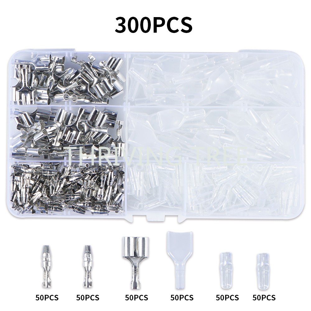 300pcs Automotive Bullet Terminals Motorcycle Crimp Terminals Electrical Wire Connectors Male Female 1:2 Crimping Kit With Box