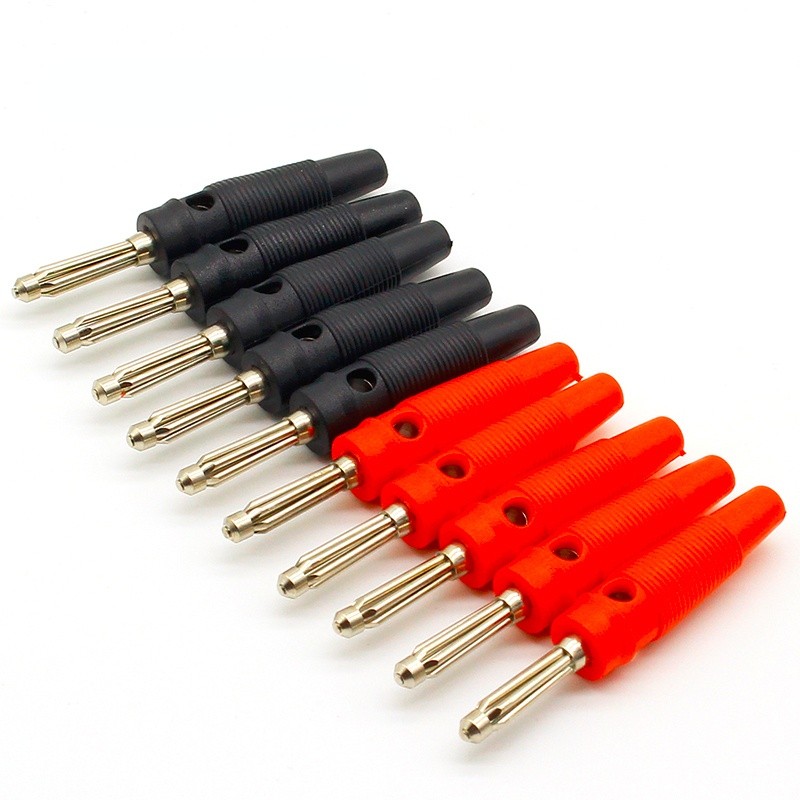 5pair/10pcs Red and Black 4mm Solderless Side Stackable Banana Copper Plug Connector