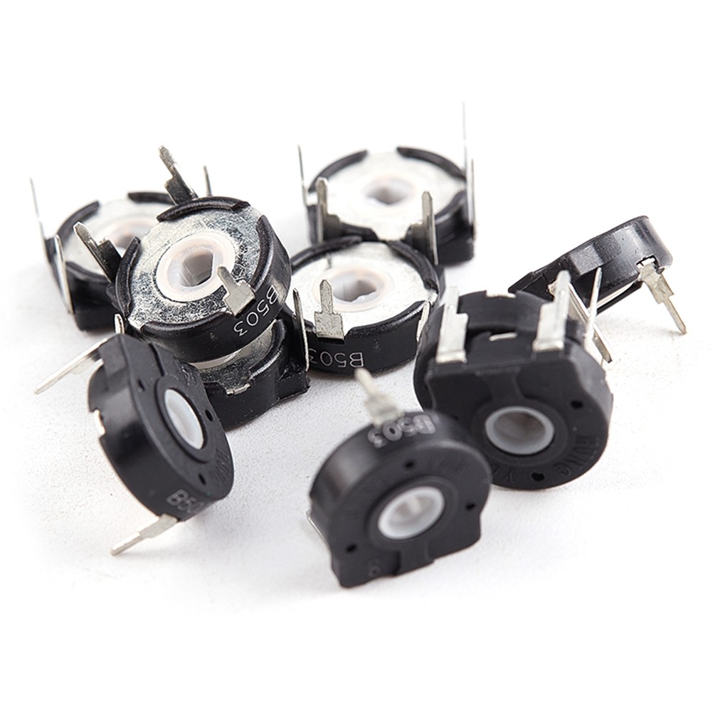 2pcs Potentiometer Elliptical Hole PT15-50K Elliptical Hole Horizontal Adjustable Resistant 1.5X1.5cm