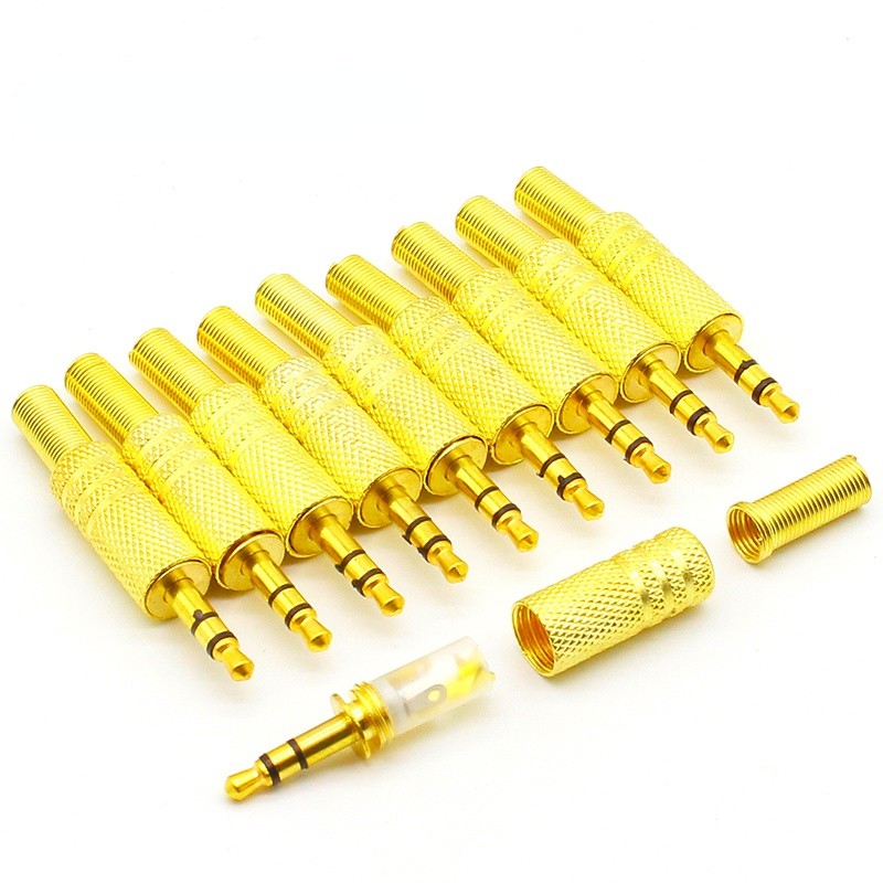 10pcs/lot Gold Plated 3.5mm Plug RCA Audio Connector RCA Audio Plug 3.5 Jack Stereo Headphone Double Track Headphone