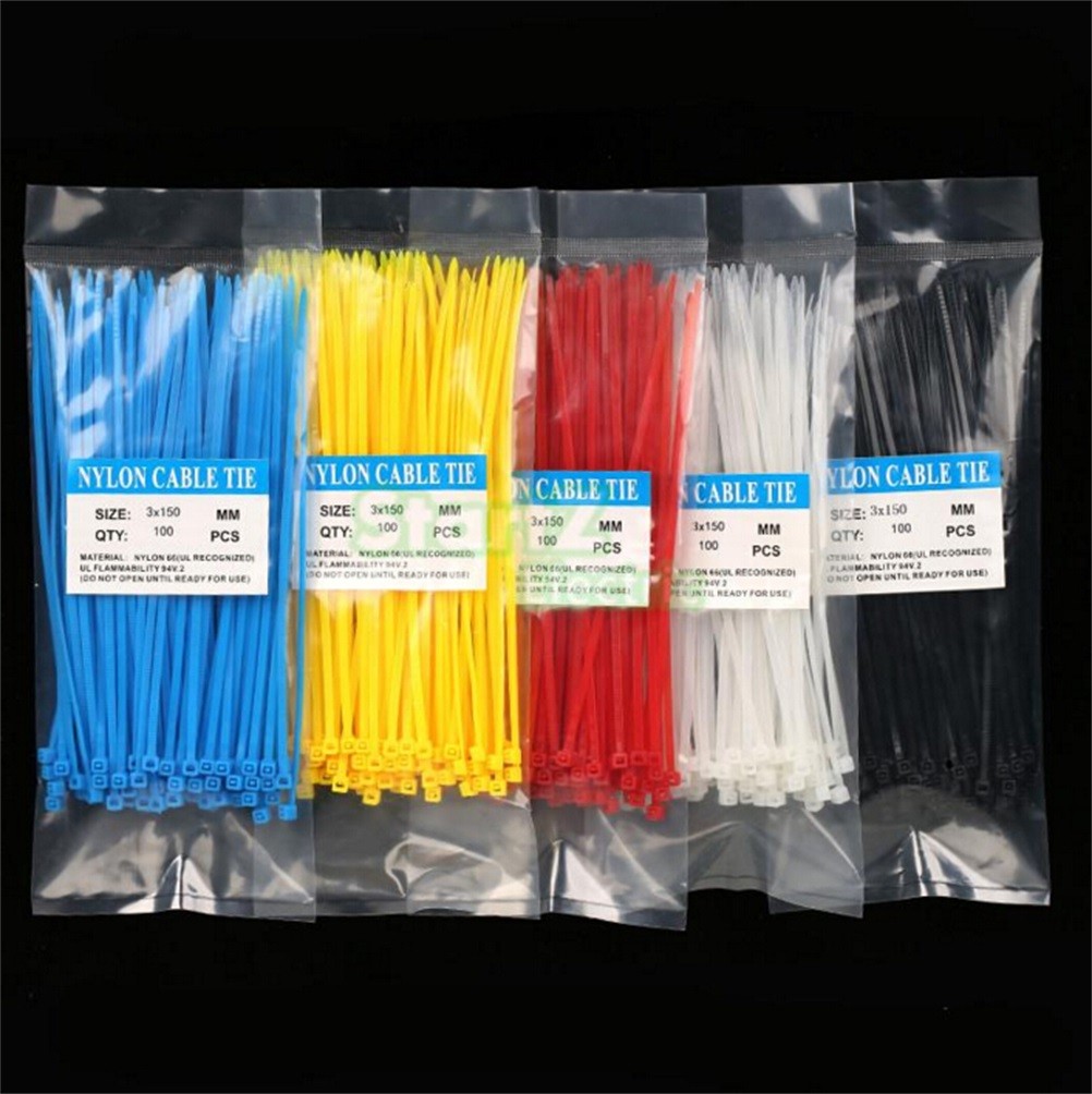 100pcs/pack Colorful Factory Standard Self-Locking Plastic Nylon Cable Ties, Wire Zip Tie Random Color 3*150mm Width 2.5mm