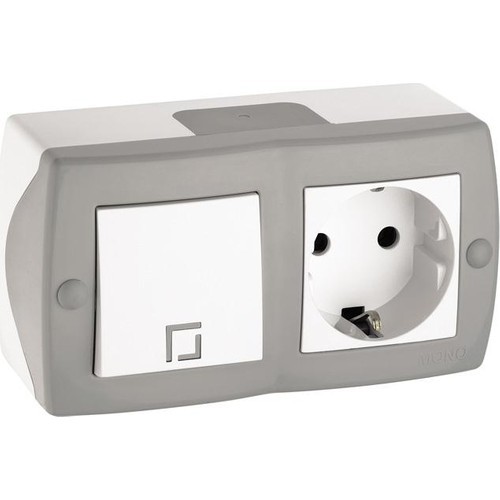 Single surface mounted switch socket earthing combination