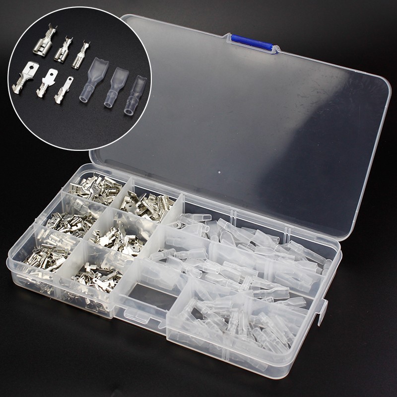 270pcs 2.8/4.8/6.3mm Insulated Electrical Wire Crimp Terminal Spade Connector Assortment Set