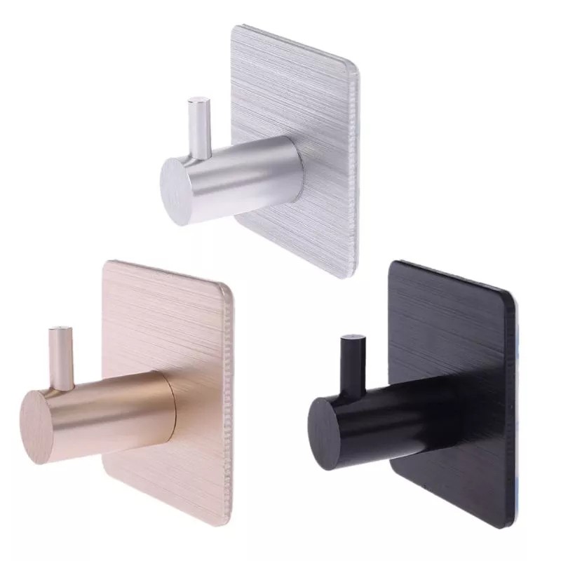 5pcs/lot Adhesive Towel Hooks Aluminum Door Hook Self Adhesive Home Wall Door Hook Clothes Bags Hange Key Rack Kitchen Hangers