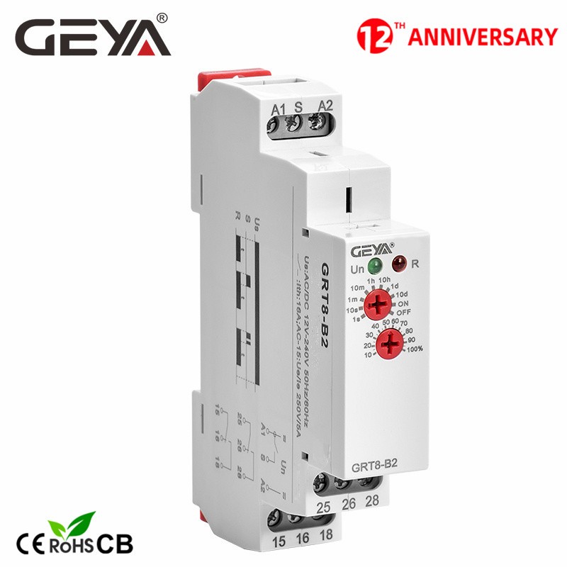 شحن مجاني GEYA GRT8-B قبالة تأخير الوقت تتابع الإلكترونية 16A AC230V أو AC/DC12-240V مع CE CB شهادة