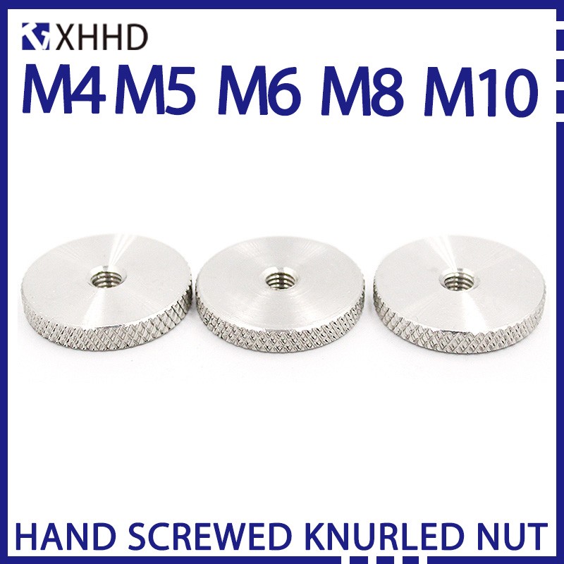 M4 M5 M6 M8 M10 M12 knurled thumb nuts 304 stainless steel flat head hand screwed knurled round nut hardware fasteners