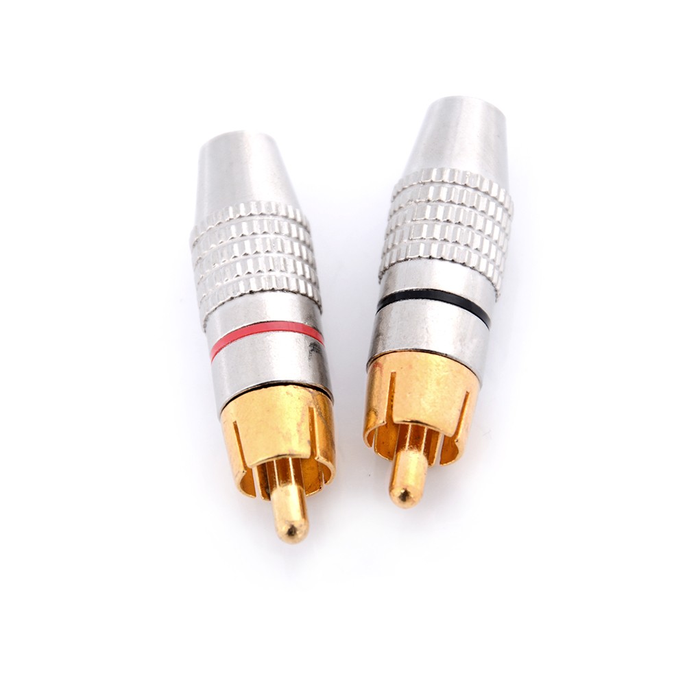 2pcs/set Gold RCA Plug Soldering Audio Video Converter Male to Male Connector Wholesale