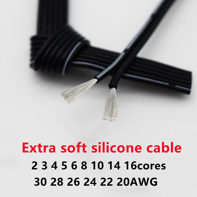 Extra Soft Silicone Cable 20-30AWG 2 3 4 5 6 8 Cores High Heat Resistant 0.08mm Tinned Copper Cable And Wire