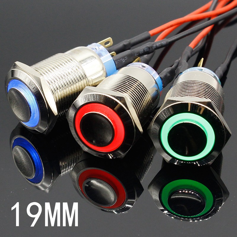 19mm Waterproof Momentary Locking Stainless Steel Metal Door Bell Bell Horn Push Button Switch LED Car Auto Computer Engine