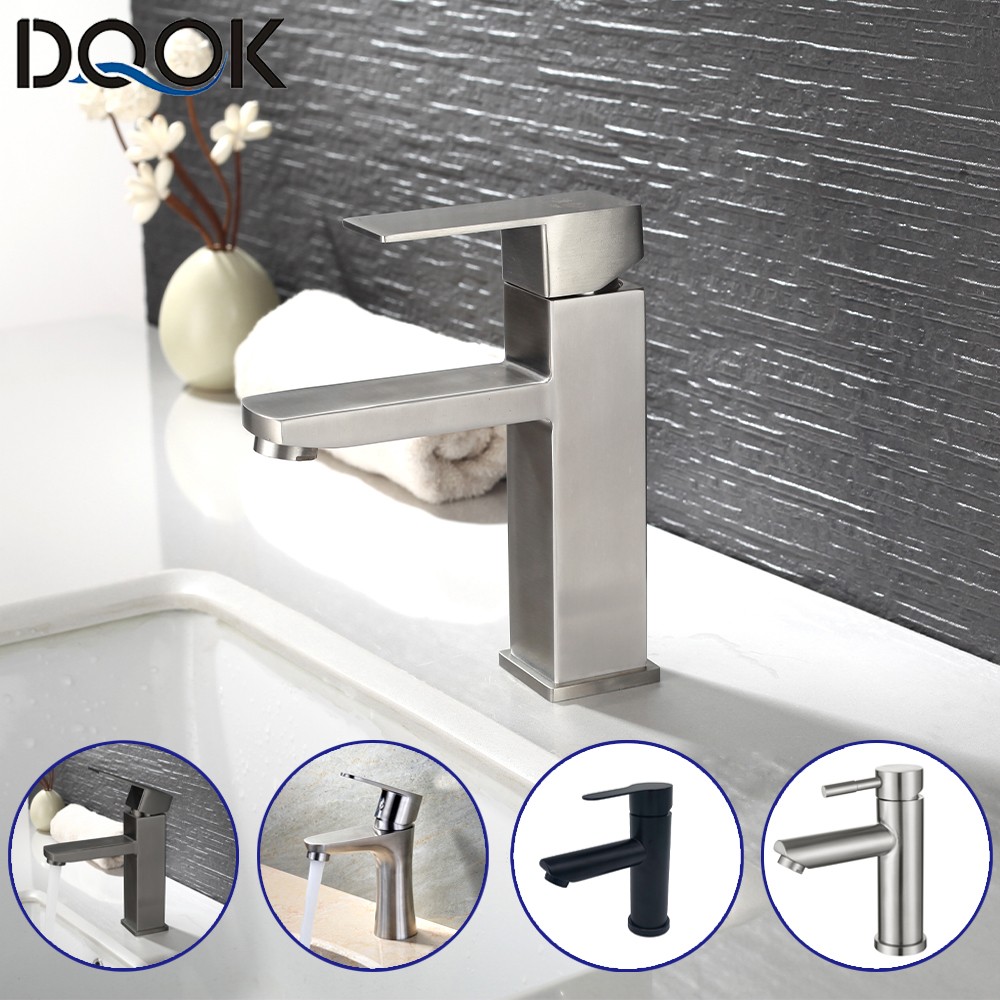 Basin Bathroom Sink Faucet Deck Mounted Hot Cold Water Basin Mixer Taps Matte Black Lavatory Sink Faucet Crane