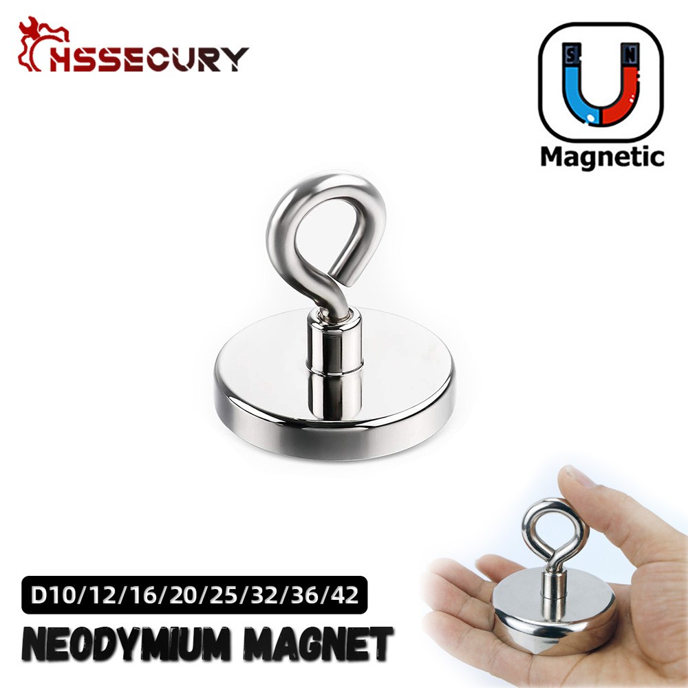 1pc neodymium magnet with ring magnet strong salvage magnet for lake fishing magnetic hook household strong magnetic finder