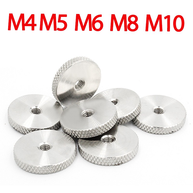 M4 M5 M6 M8 M10 M12 304 stainless steel knurled thumb nuts flat head hand knurled round screw nut hardware fasteners