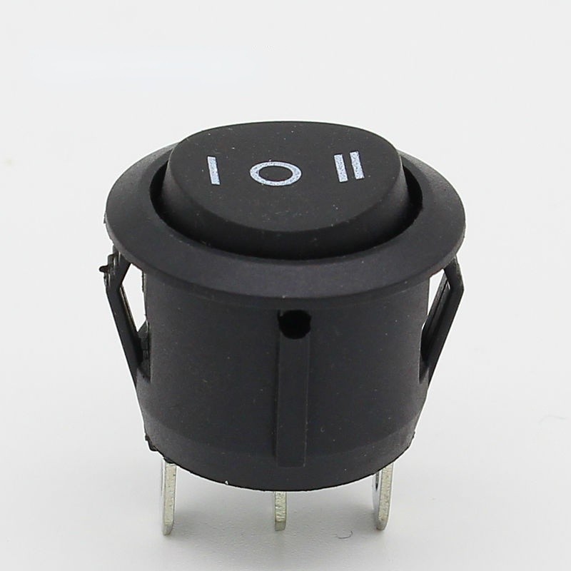 10pcs 23mm Black Round 3 Pin 10A/125V 6A/250V AC 3 Position SPDT ON-OFF-ON Rocker Switch Snap