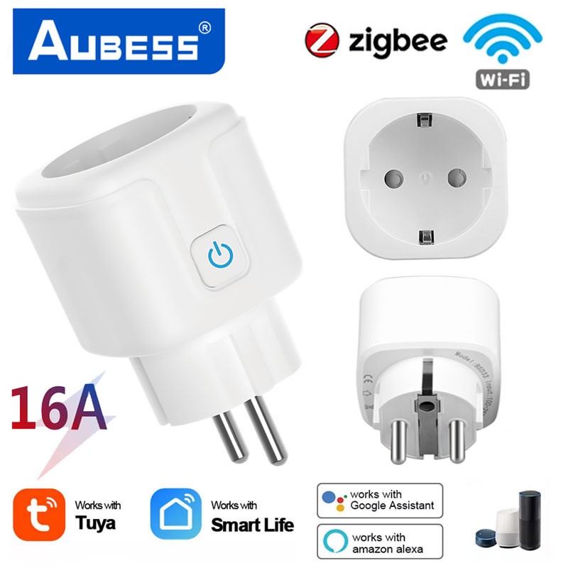 Tuya Zigbee Smart Plug 16A EU Socket with 110V 220V Power Monitoring Port Adapter APP Control Works with Alexa Google Home