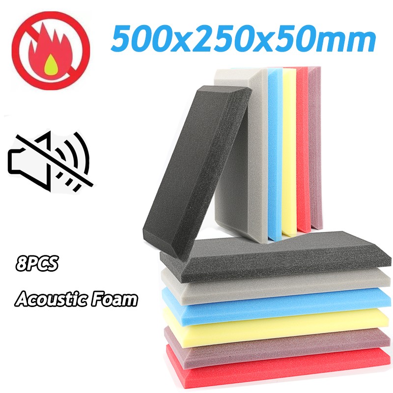 8pcs 50x25x5cm coustic foam studio panels soundproof foam slit KTV room sound absorption sponge flat pad seal strips