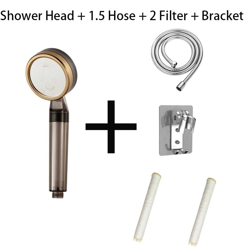 Bathroom Shower Filter Double Pressure Shower Handheld Water Saving Nozzle Sprinkler Anion Filter Hose Bracket Accessories