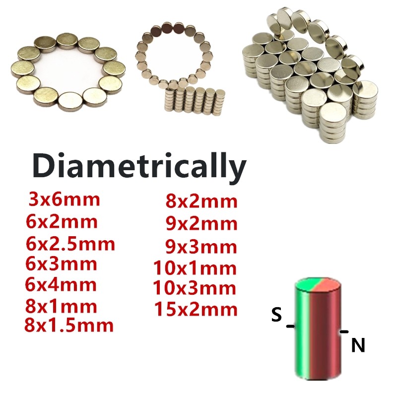 NdFeB Magnet Diametrically 3x6 6x2 6x2.5 6x3 8x1 8x1.5 8x2 10x1 19x3 15x2mm 3mm 6mm 8mm Magnetic Rod Diameter Magnet Encoder