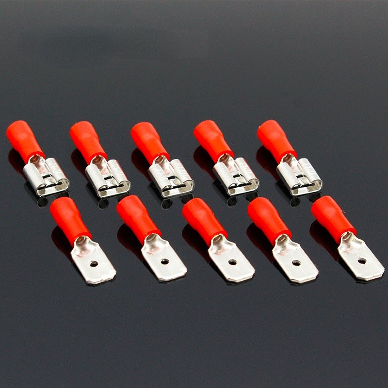200pcs 6.3mm Female Male Spade Insulated Electrical Crimp Terminal Connectors Cable Terminals H1E1