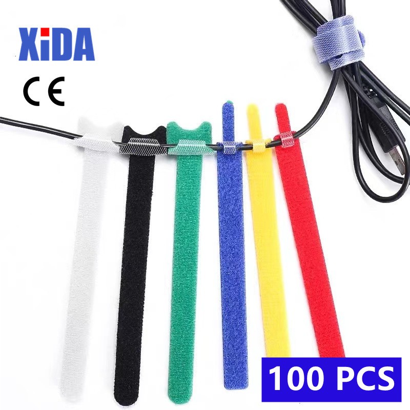 100pcs Removable Cable Ties Plastic Colorful Reusable Cable Ties Nylon Loop Wrap Zip Pack Ties T-type Cable Ties Tie Wire