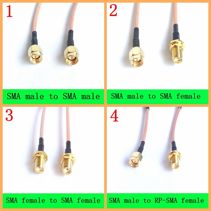 1pc RG316 SMA Male Plug to SMA Female Jack and RP SMA to RP SMA Bulkhead Connector Coaxial Jumper Pigtail Cable for Radio Antenna