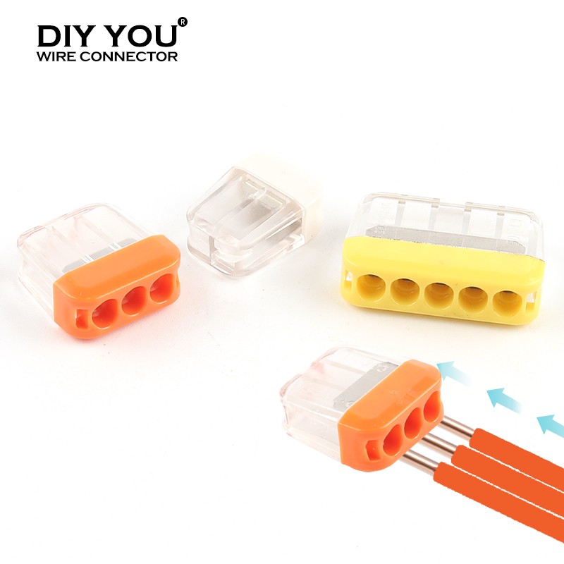 10/30/50/100pcs 2/3/5 Pin Quick Easy Wire Fastener Connector Terminal Block Compact Push In Connector Wiring Connector AWG 20-14