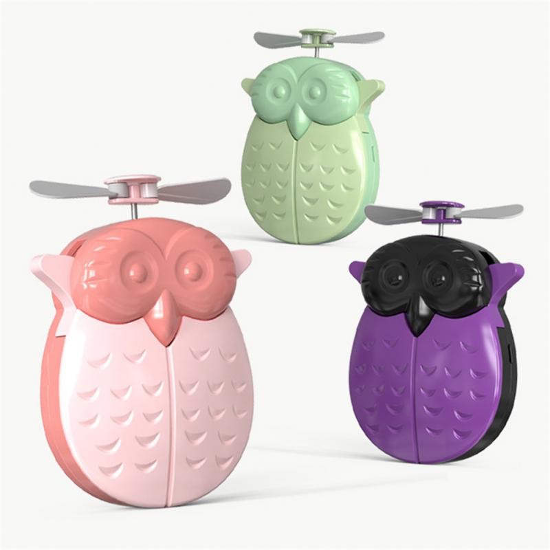 Portable Fan Mini Owl Model USB Rechargeable Night Light Cooling Hand Fan Three Speed ​​Adjust Ventilador Outdoor Office 2022