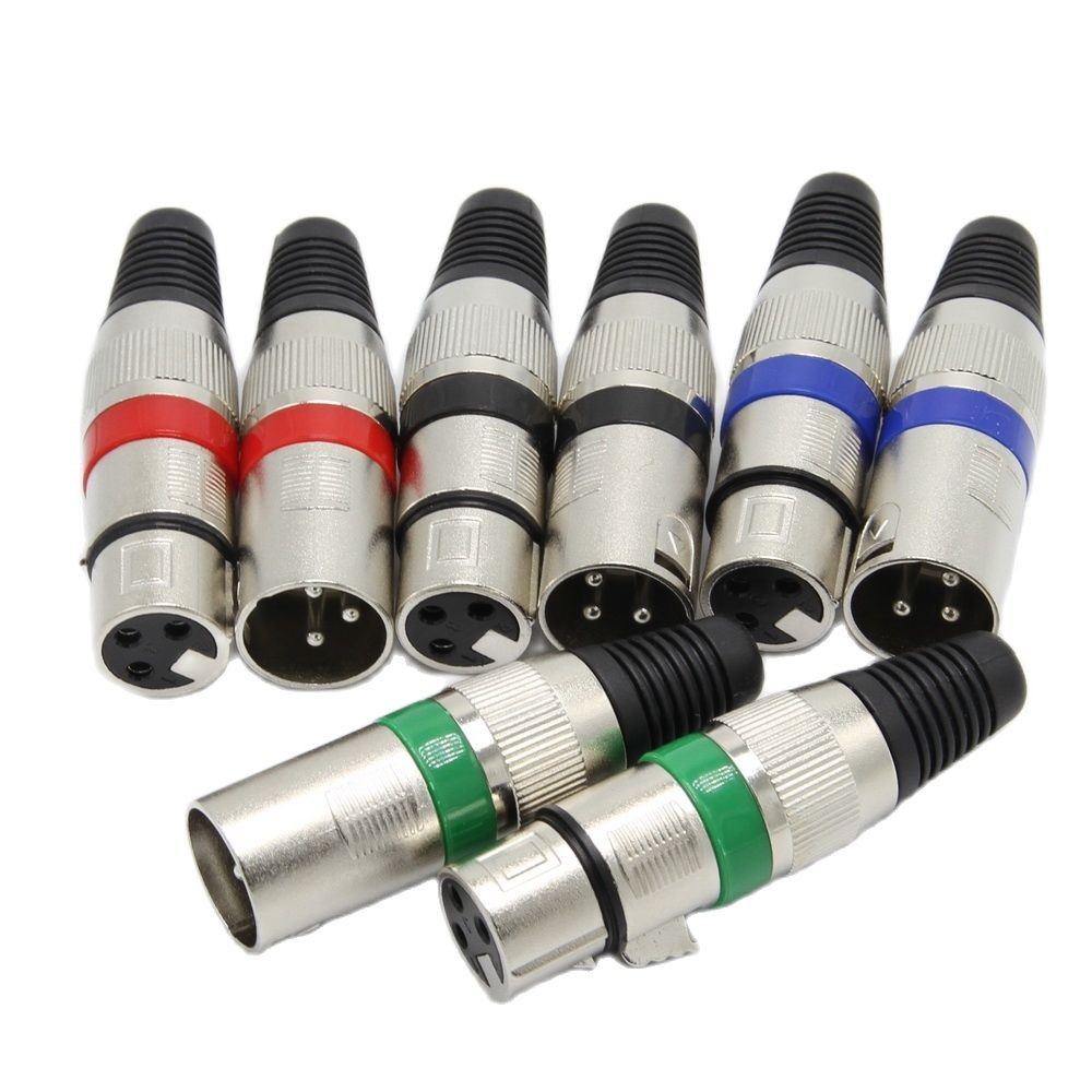 XLR Connector 3Pin Microphone MIC XLR Male Plug XLR Female Jack Adapter For 6.5mm Cable 10pcs/lot