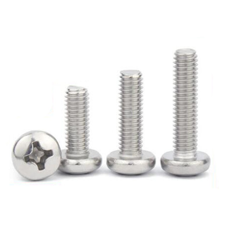 M0.8 Phillips Bolt Bolt Round Head Cross Hole Screws 304 Stainless Steel Thread Stud Pan Head Bolt