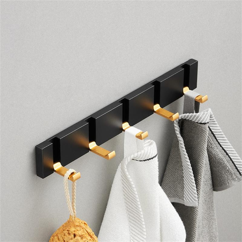 Black Golden Robe Hooks Folding Towel Hanger Aluminum Multifunctional Hook Wall Hooks Coat Clothes Holder for Kitchen Bathroom