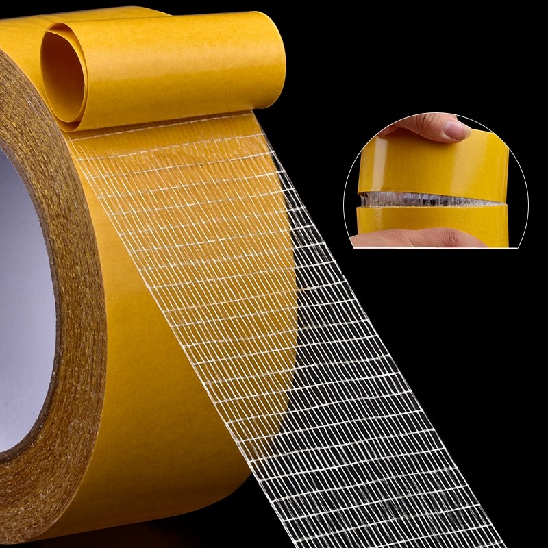 50M Double Sided Tape High Temperature Resistant Mesh Tape PET Tape Transparent Trace Strong Heat Resistant Double-sided