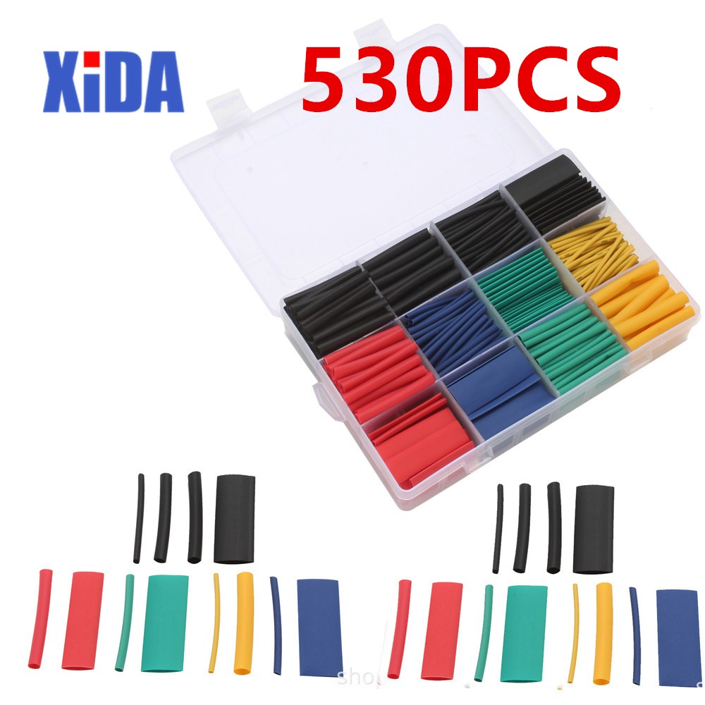 530pcs Heat Shrink Tubing Insulation Shrinkable Tube Electronic Assortment Polyolefin Wire Cable Sleeve Kit Heat Shrink Tube