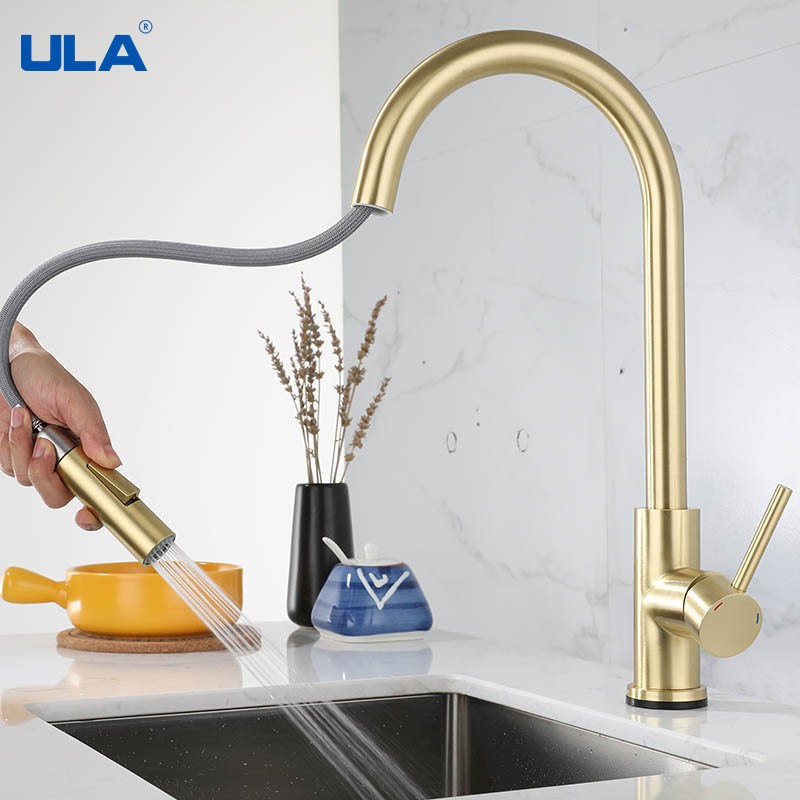 ULA Touch Kitchen Mixer Faucet Sensor Kitchen Faucet Crane Sink Mixer Rotate Kitchen Tap Pull Out Faucet With Sensor Gold Tap