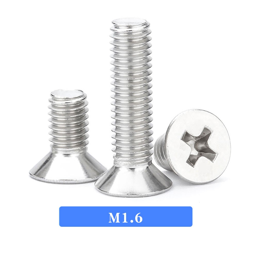 M1.6 screw 50pcs 304 stainless steel philips flat countersunk head bolt 1.6mm grub screws for laptop repair