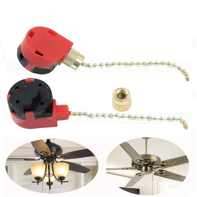 Red Ceiling Fan Switch 3 Speed ​​4 Wire ZE-268S6 Fan Pull Chain Switch Replacement Speed ​​Control Switch