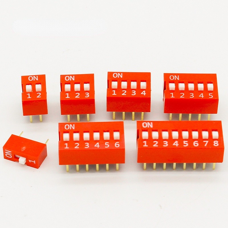 35pcs/lot Dip Switch Kit In Box 1 2 3 4 5 6 8 Way 2.54mm Toggle Switch Red Snap Switches All 5pcs Combination Set