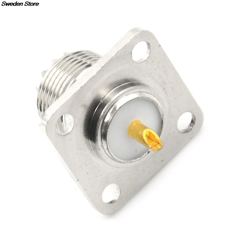 Female UHF Panel Connector Coax Connector SO-239 Female Jack Square Shape Solder Cup Coax Connector For Radio 1pc