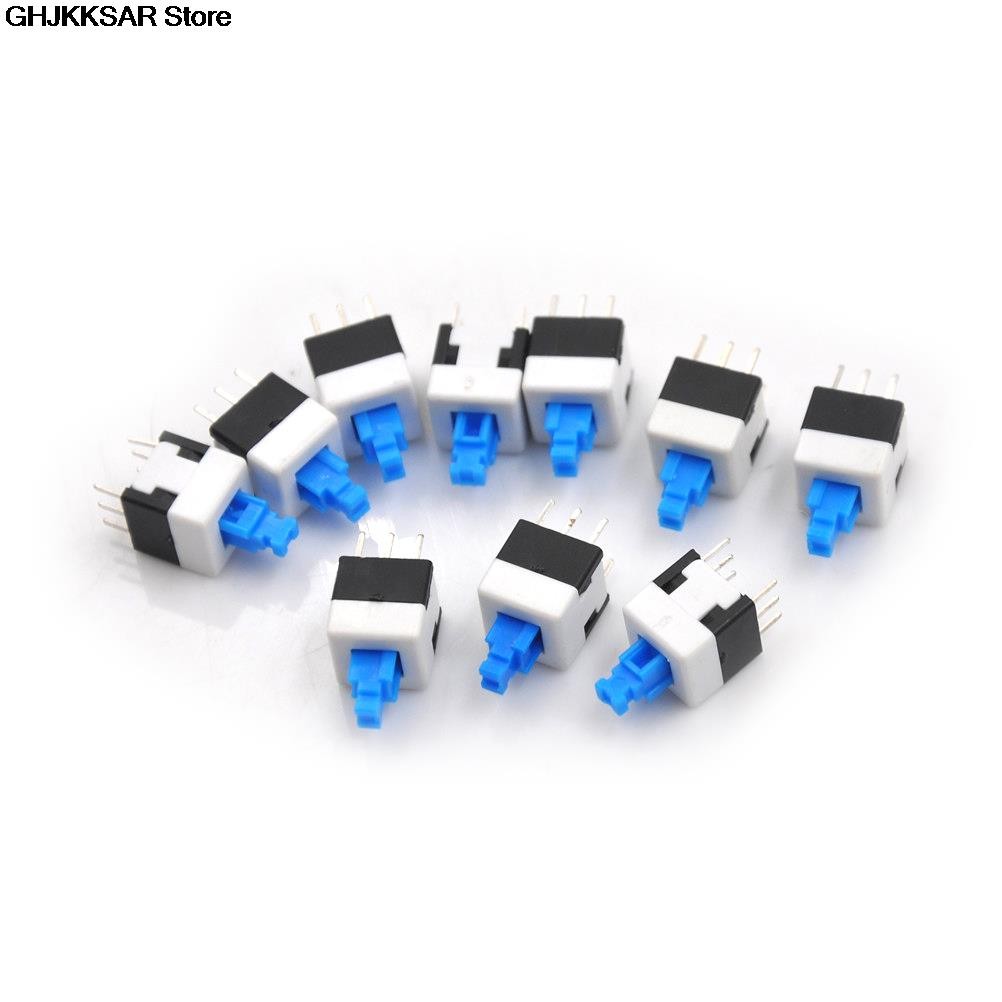 10pcs high quality 8 X8 6 pin DPDT mini push button self-locking switch multimeter switch