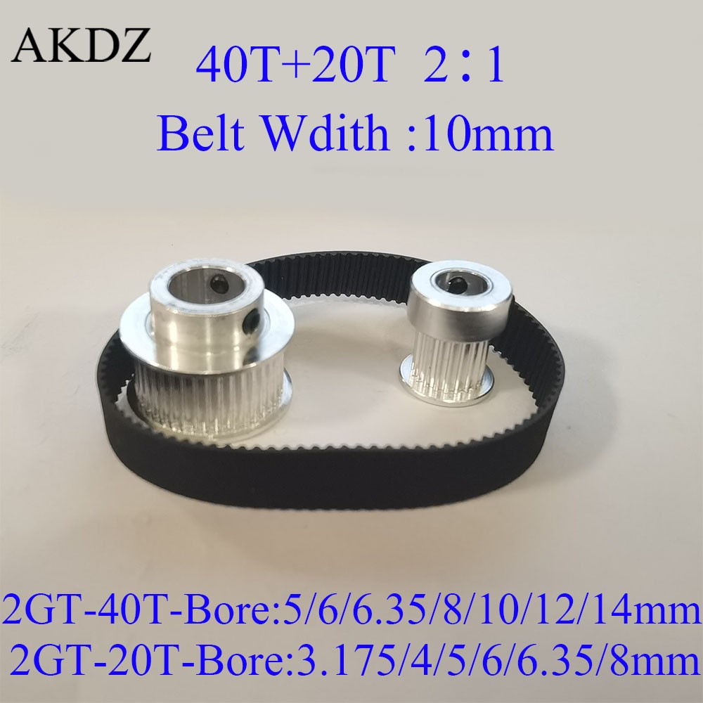 timing belt pulley GT2 40 teeth 20 teeth reduction 1:2/2:1 3D printer timing belt width 10mm bore 3.17 4 5 6.35 8 10 12 14mm