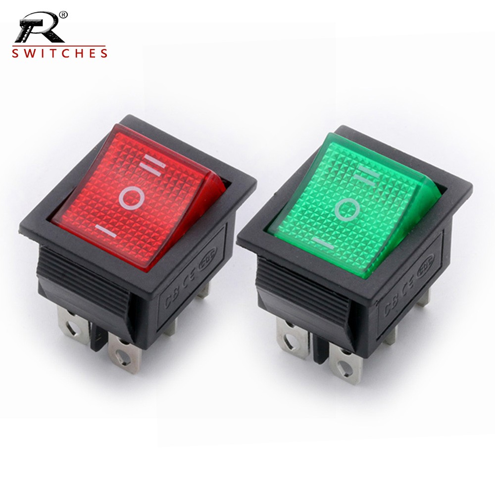 10pcs KCD4 Rocke Switch Rocker Power Reset Button With Light 16A 250V 20A 25V 4/6pin 3 Position