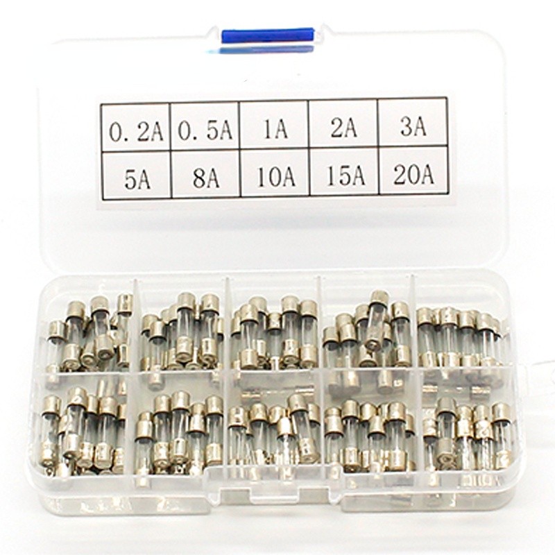 Strengthen! 100pcs set 5x20mm quick blow glass tube fuse kits assorted, quick blow glass fuse