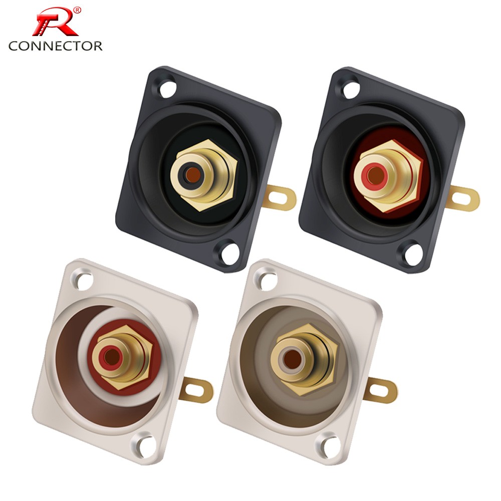 Premium Board Mount RCA Connector Female, Silver RCA Female Socket, Red and White Colors Available, 50 Pieces