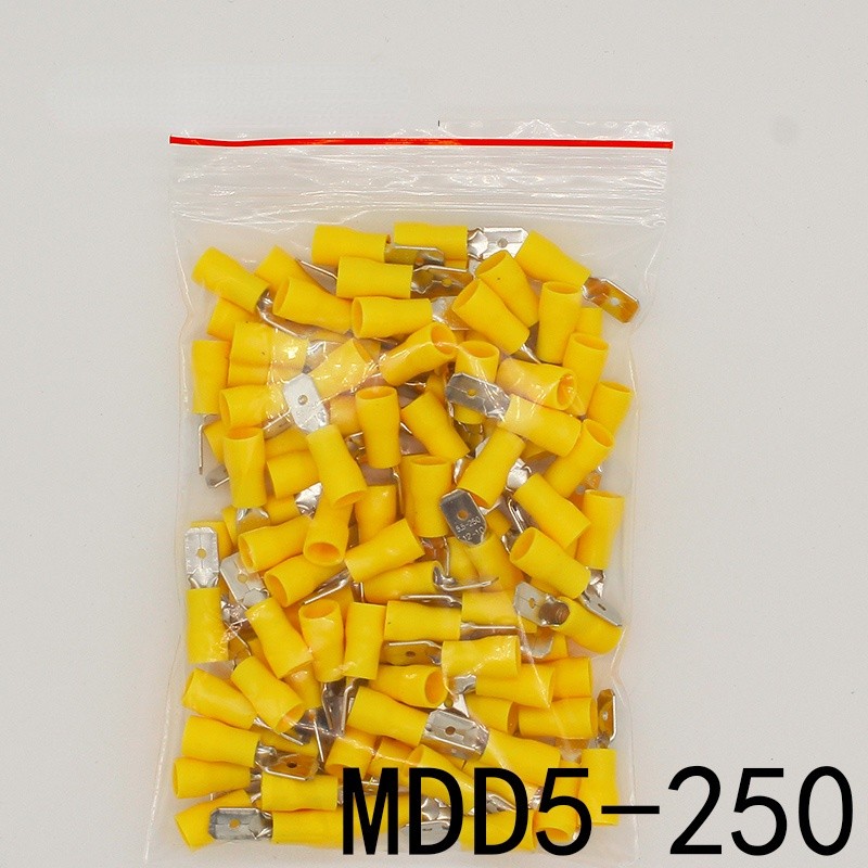 MDD5-250 MDD5.5-250 Male Insulated Spade 100pcs/pack Quick Connector Terminals Crimp Terminal AWG MDD