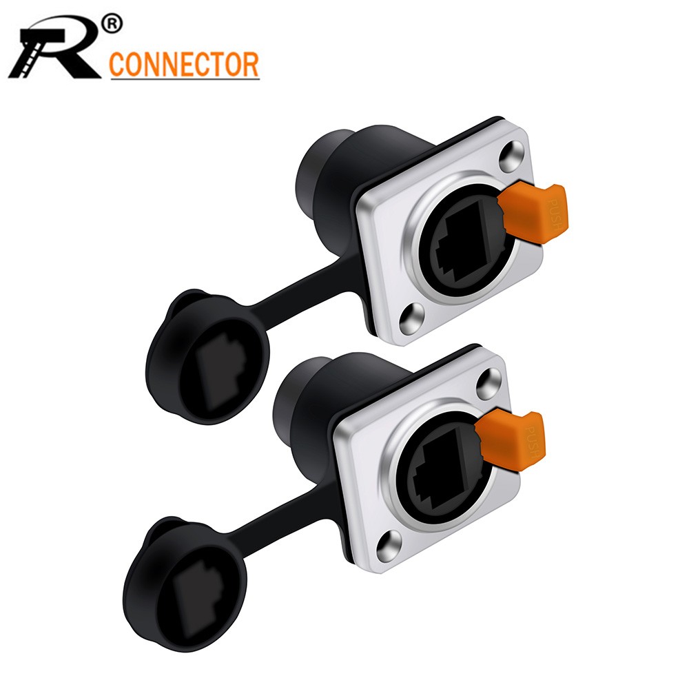 10pcs/lot Female Socket Ethernet Adapter Waterproof RJ45 Aviation Connector RJ45 Signal Connector Network Panel Mount