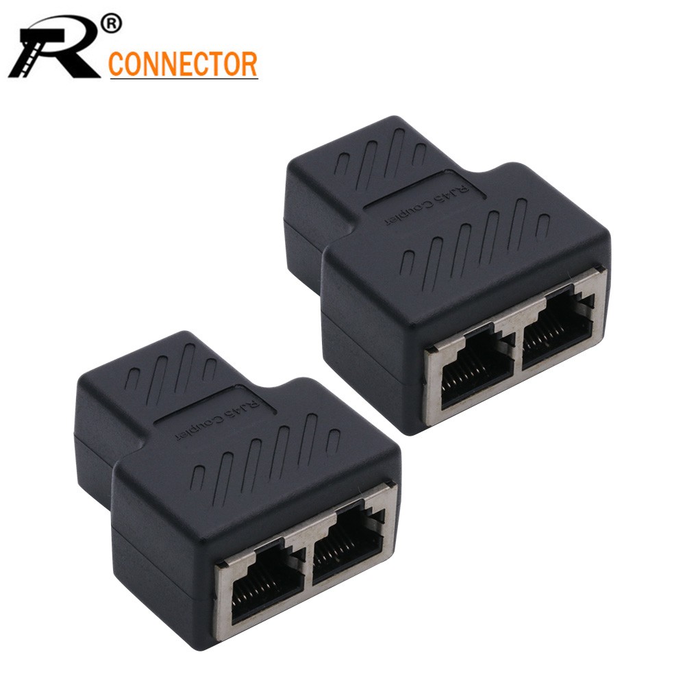 10pcs/lot RJ45 Network Cable 8P8C Splitter Coupler Connector Ethernet Extension Adapter 1xFemale to 2 Ways Adapter