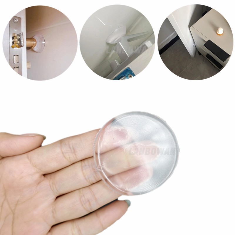 6pcs Self-adhesive Door Handle Bumper Protective Plug Transparent Silicone Wall Protector Non-slip Round Door Stopper Muffler