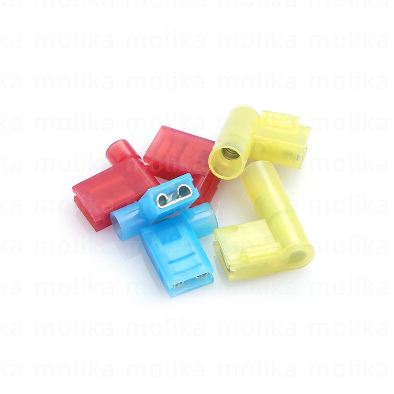 30/50/100PCS Nylon Flag Female Terminal Insulated 6.3mm Female Flag Spade Wire Connector Quick Crimp Wire Connector Terminal