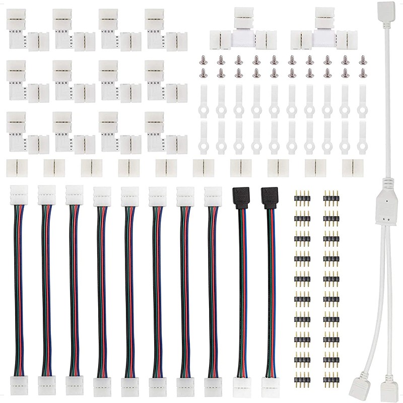 4 Pin Connector 10mm Splice Terminal L T I Shape RGB LED Strip Light Board Adapter Accessories Kit for 5050 Jumper Wire Connector