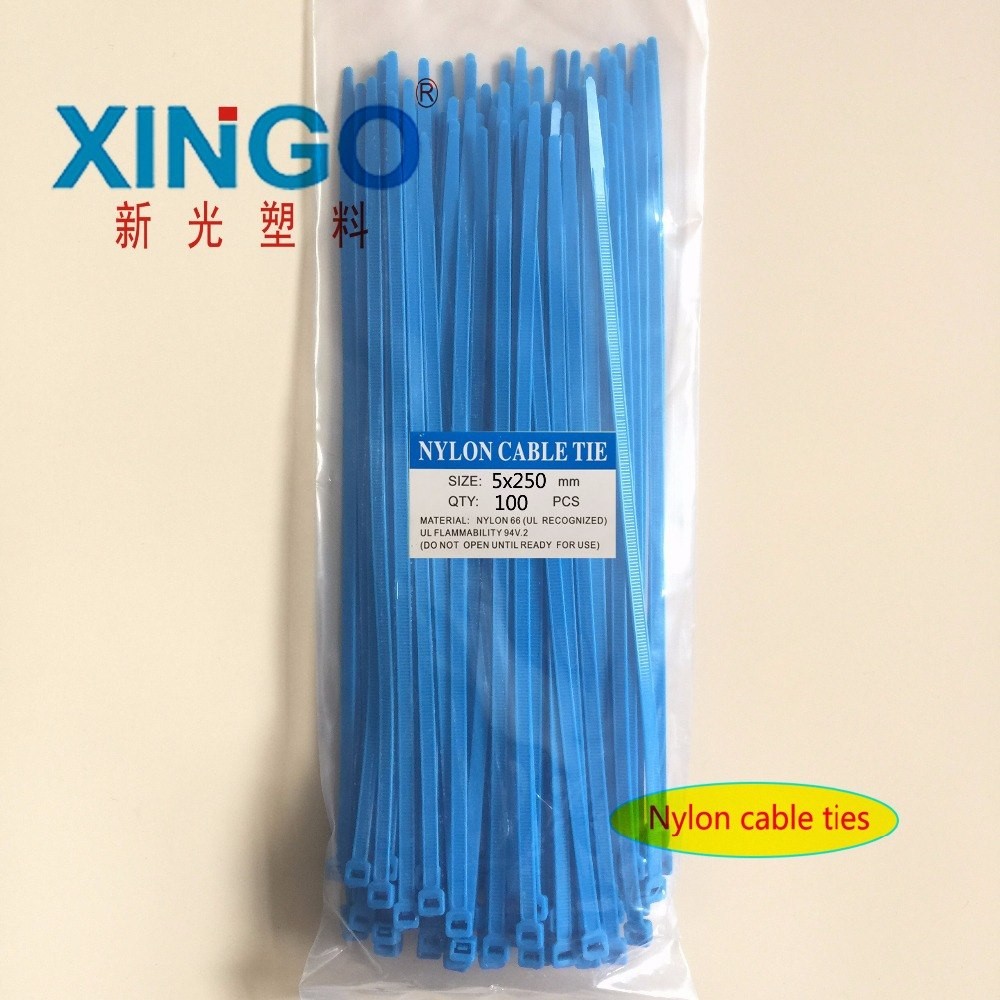 New 4.8 Width 100pcs/bag Blue Color 5X250MM National Self-Locking Nylon Wire Cable Zip Ties Cable Ties Organizer Connect Cable